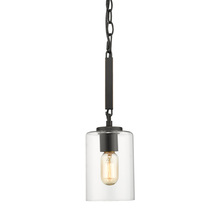  7041-M1L BLK-CLR - Monroe Mini Pendant in Matte Black with Gold Highlights and Clear Glass